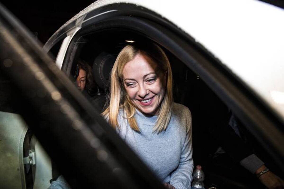 President of Italian party 'Brothers of Italy' Giorgia Meloni leaves the Lower House of the Italian Parliament in Rome on Thursday. (Angelo Carconi/EPA-EFE/Shutterstock )
