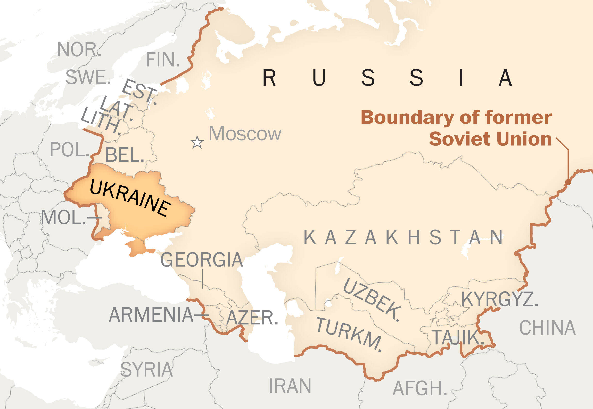 Ukraine sits between Russia and Europe. (The Washington Post)
