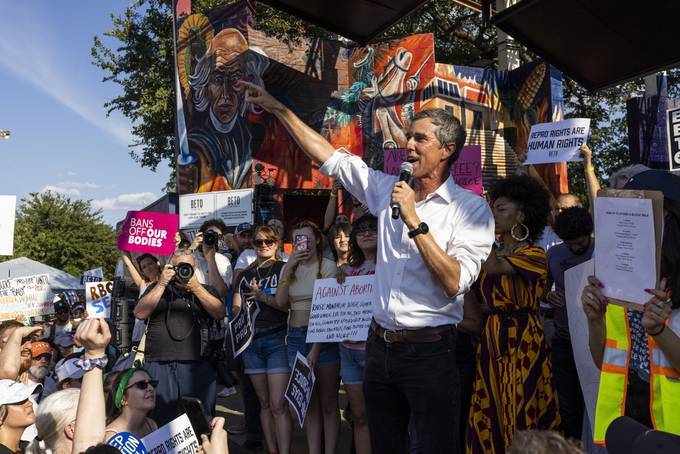 Beto O'Rourke, Democratic gubernatorial candidate for Texas, speaks during a Rally For Reproductive Freedom in Austin on June 26. (Alex Scott/Bloomberg News)