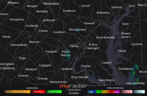 Radar courtesy MyRadar | © OpenStreetMap contributors