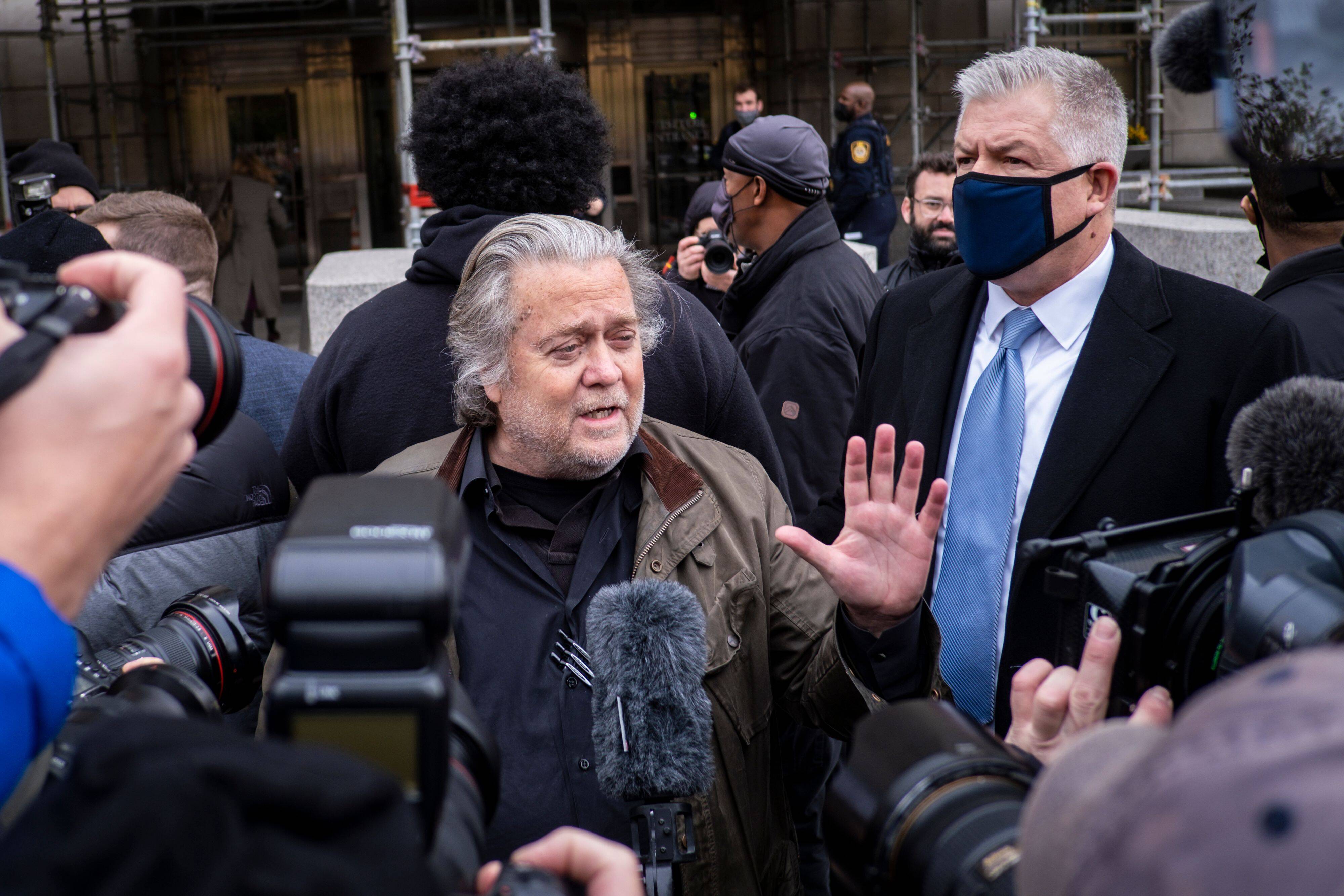 Steve Bannon turns himself into federal authorities on Monday. (PETE MAROVICH/EPA-EFE/Shutterstock)