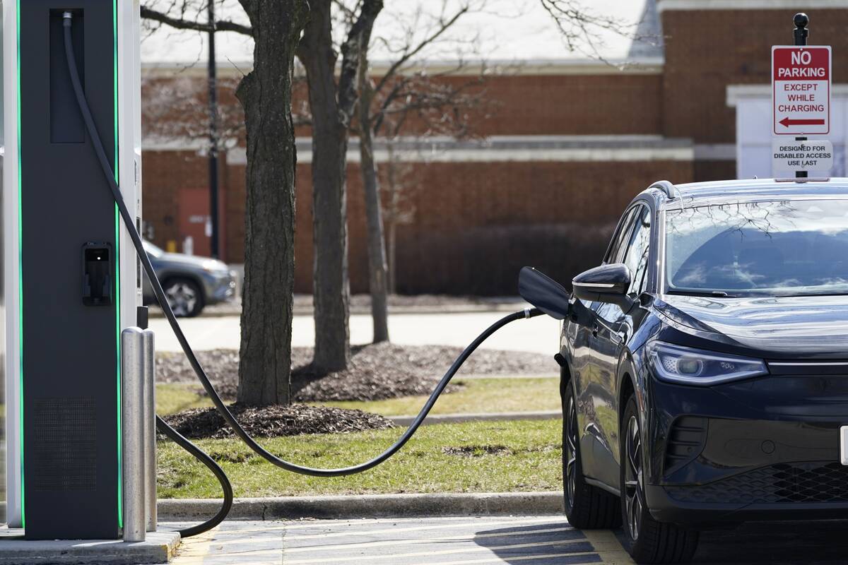 A charging station in Schaumburg, Ill., on April 1. (Nam Y. Huh/AP)