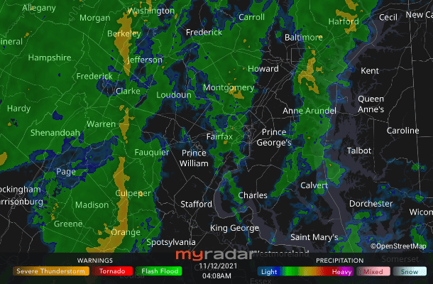 Radar courtesy MyRadar | © OpenStreetMap contributors