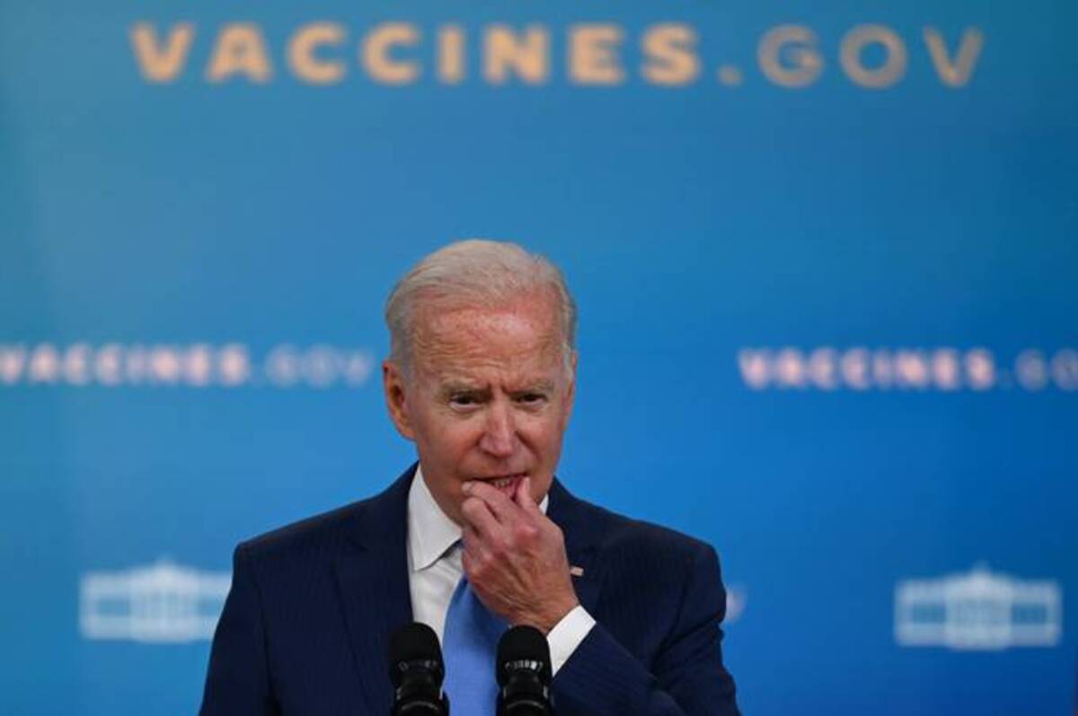 Biden delivers remarks on the Covid-19 response and the vaccination program at the White House. (Jim Watson/AFP)