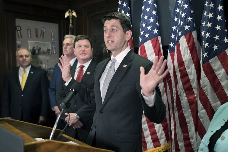 Paul Ryan speaks during a news conference. (Michael Reynolds/EPA)</p>