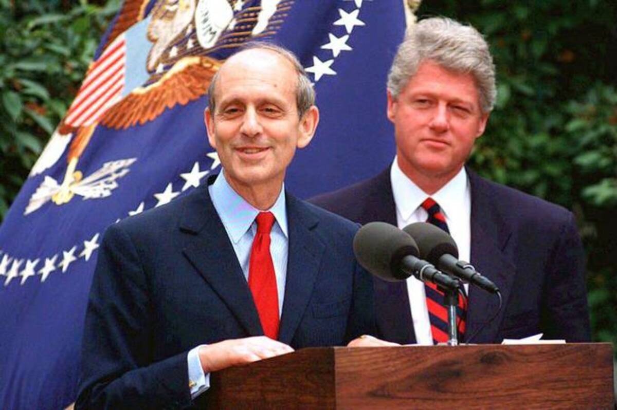 Breyer speaks with reporters in the White House Rose Garden after being nominated by President Bill Clinton. (ROBERT GIROUX/AFP via Getty Images)