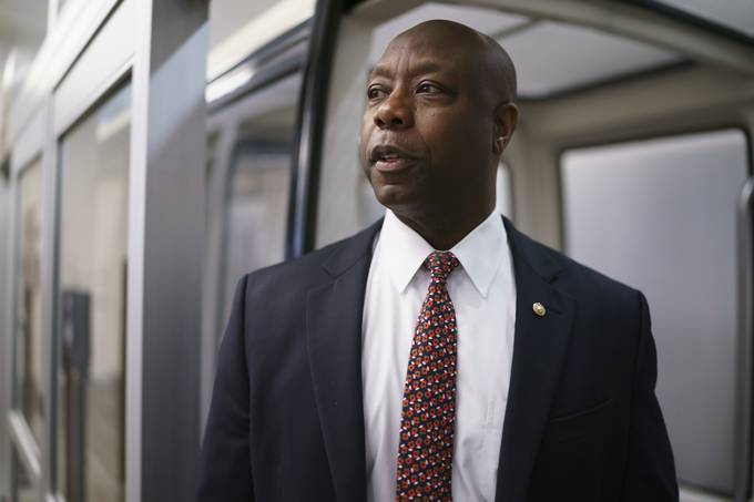 Sen. Tim Scott (R-S.C.) arrives at the Capitol on May 27. (J. Scott Applewhite/AP)