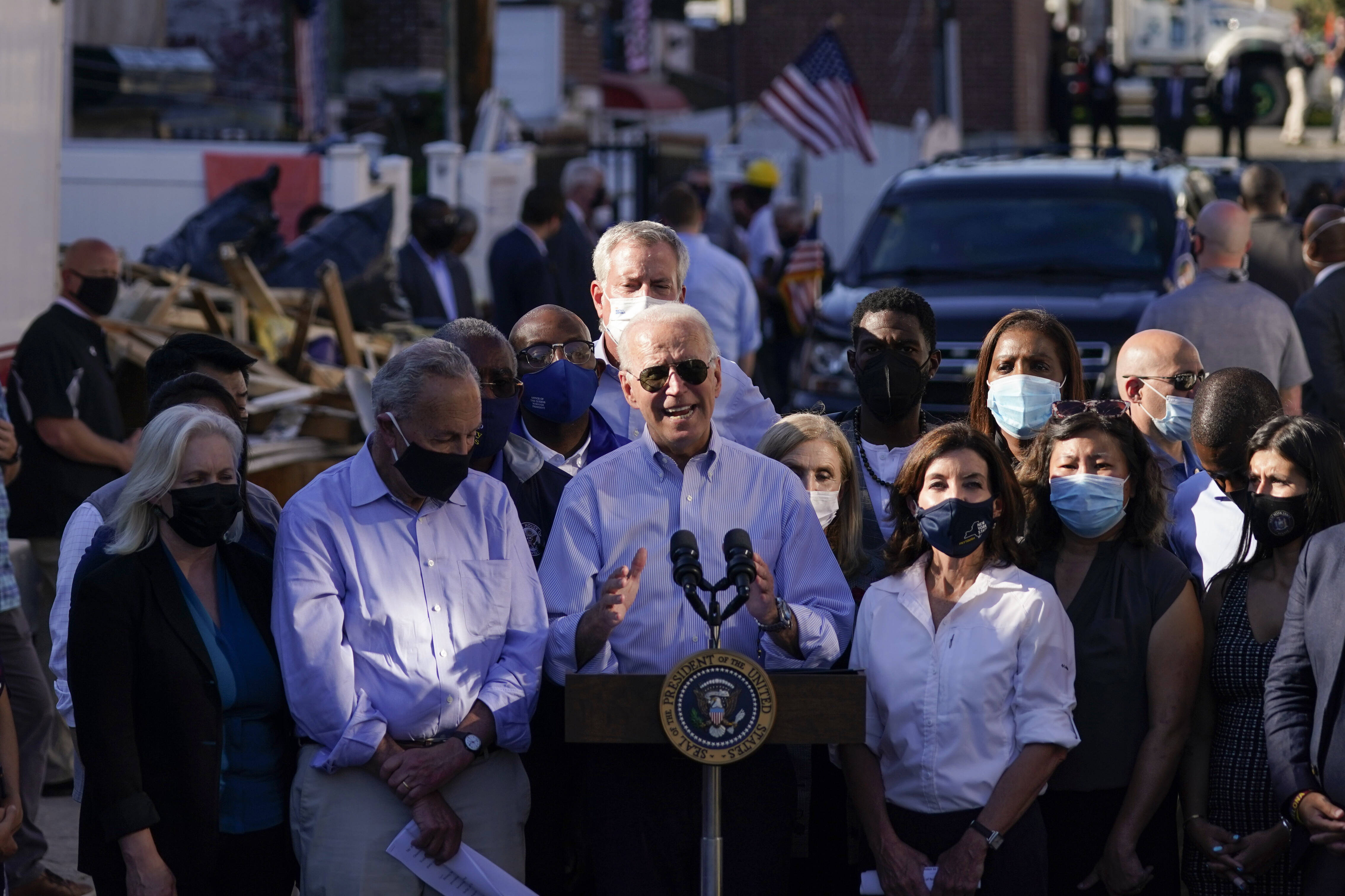 In New York on Tuesday, touring flooded areas, President Biden said the United States is in a 