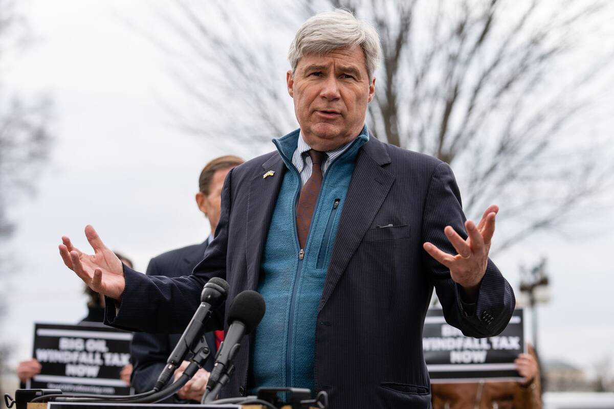 Sen. Sheldon Whitehouse (D-R.I.) at a news conference March 30. (Eric Lee/Bloomberg News)