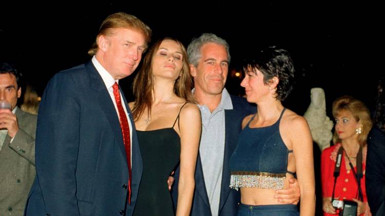 Trump and his then-girlfriend Melania Knauss hang out with financier Jeffrey Epstein and British socialite Ghislaine Maxwell in 2000. (Davidoff Studios/Getty Images)  