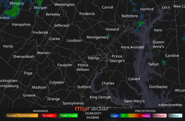 Radar courtesy MyRadar | © OpenStreetMap contributors