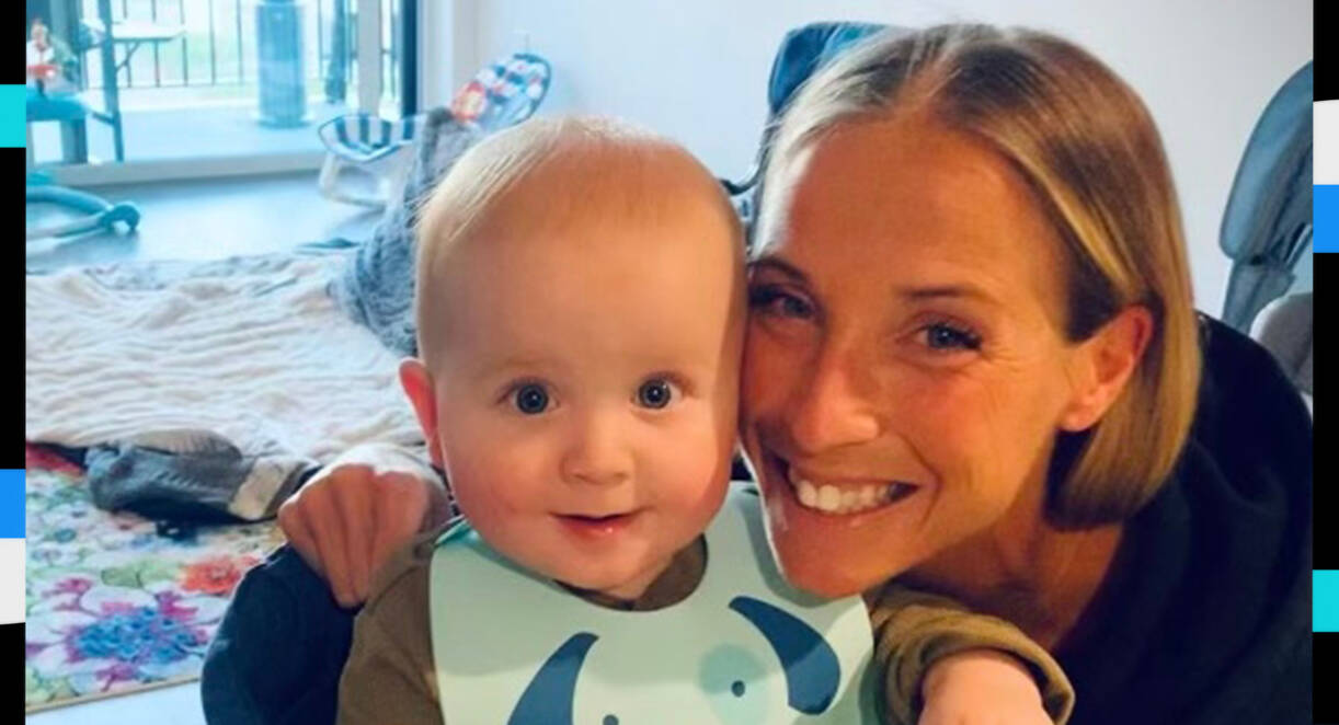 Meghan Roth is home again with her son after suffering a cardiac event in the Boston Marathon. (Family photo)