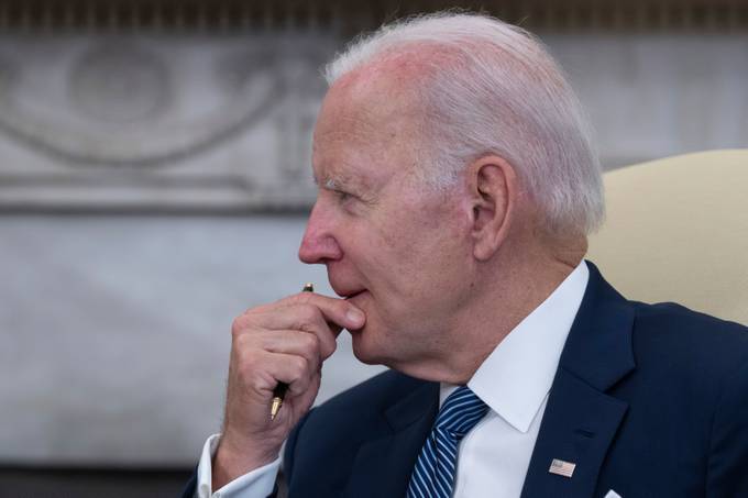 President Biden during a meeting at the White House on Tuesday. (Chris Kelponis/SIPA USA/EPA-EFE/Shutterstock)&nbsp;