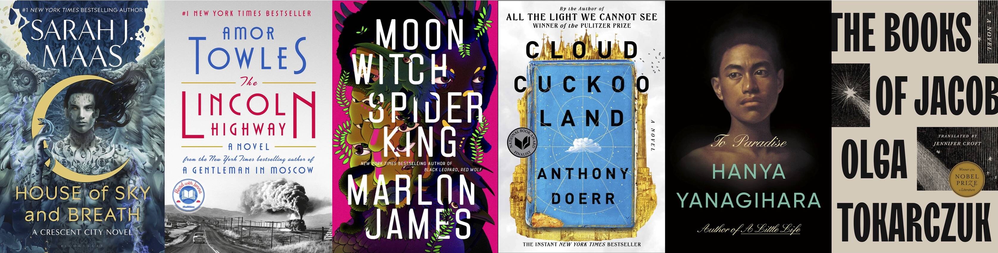 Giant novels weigh in on the best-seller list. (Bloomsbury; Viking; Riverhead; Scribner; Doubleday; Riverhead)