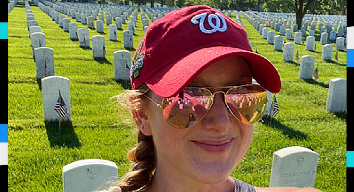 Emily Domenech in a selfie at Arlington National Cemetery on Memorial Day 2020. (Emily Domenech)