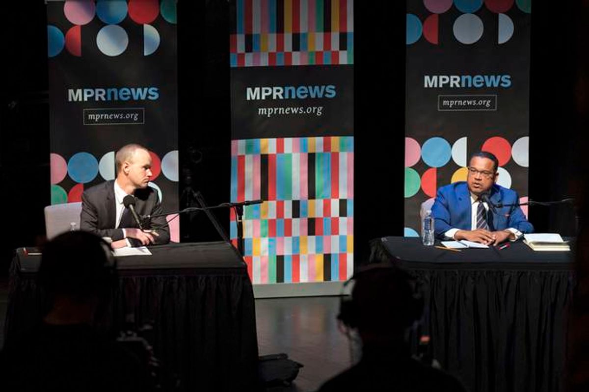 In Minnesota, Republican challenger Jim Schultz, left, and Democratic Attorney General Keith Ellison are facing off in a race that has garnered widespread attention. (Glen Stubbe/Star Tribune/AP)