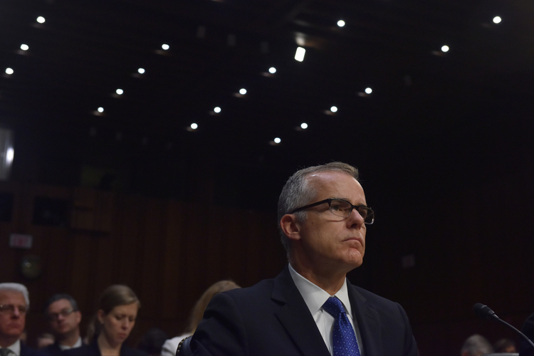 Andrew McCabe, Acting Director of the Federal Bureau of Investigation, testifies before the Senate Intelligence Committee. (Jahi Chikwendiu/The Washington Post)</p>