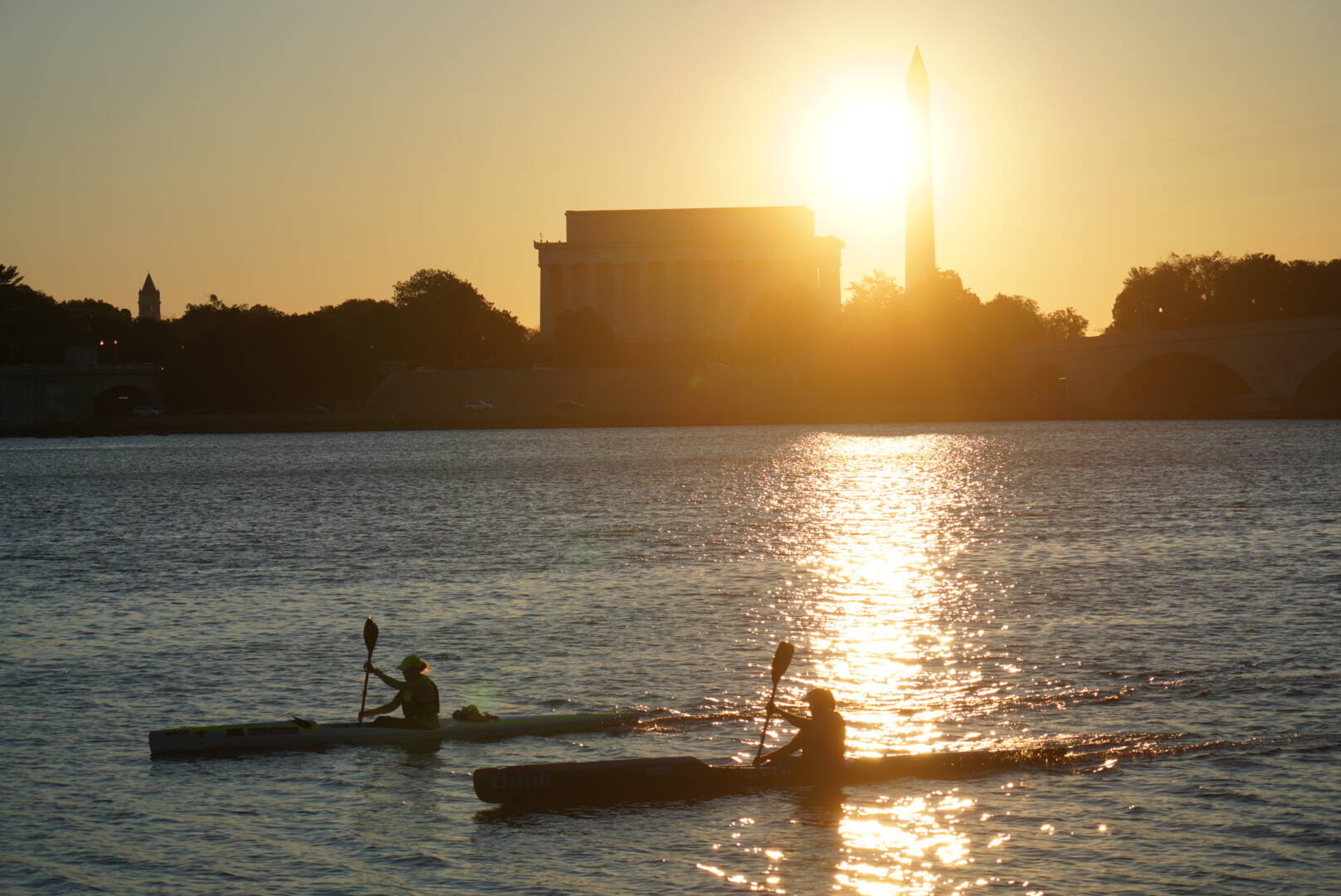 Mostly clear skies as the sun rises over the Potomac River near the Arlington Memorial Bridge on Sept. 11. (Jeannie In D.C. via CWG.news/Photos Flickr)