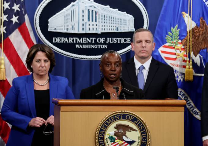 Acting U.S. attorney for the Northern District of California Stephanie Hinds speaks about the Colonial Pipeline ransomware attack. (Jonathan Ernst/Pool/EPA-EFE/Shutterstock)