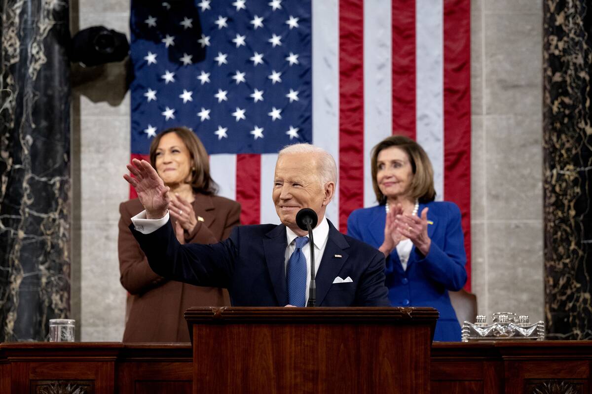 President Biden delivers his State of the Union address to a joint session of Congress in the House chamber on March 1. (Saul Loeb, Pool via AP)